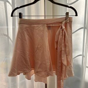 Ivory Satin Wrap Mini Skirt